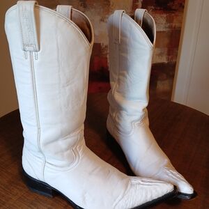 White Leather Cowboy Boots